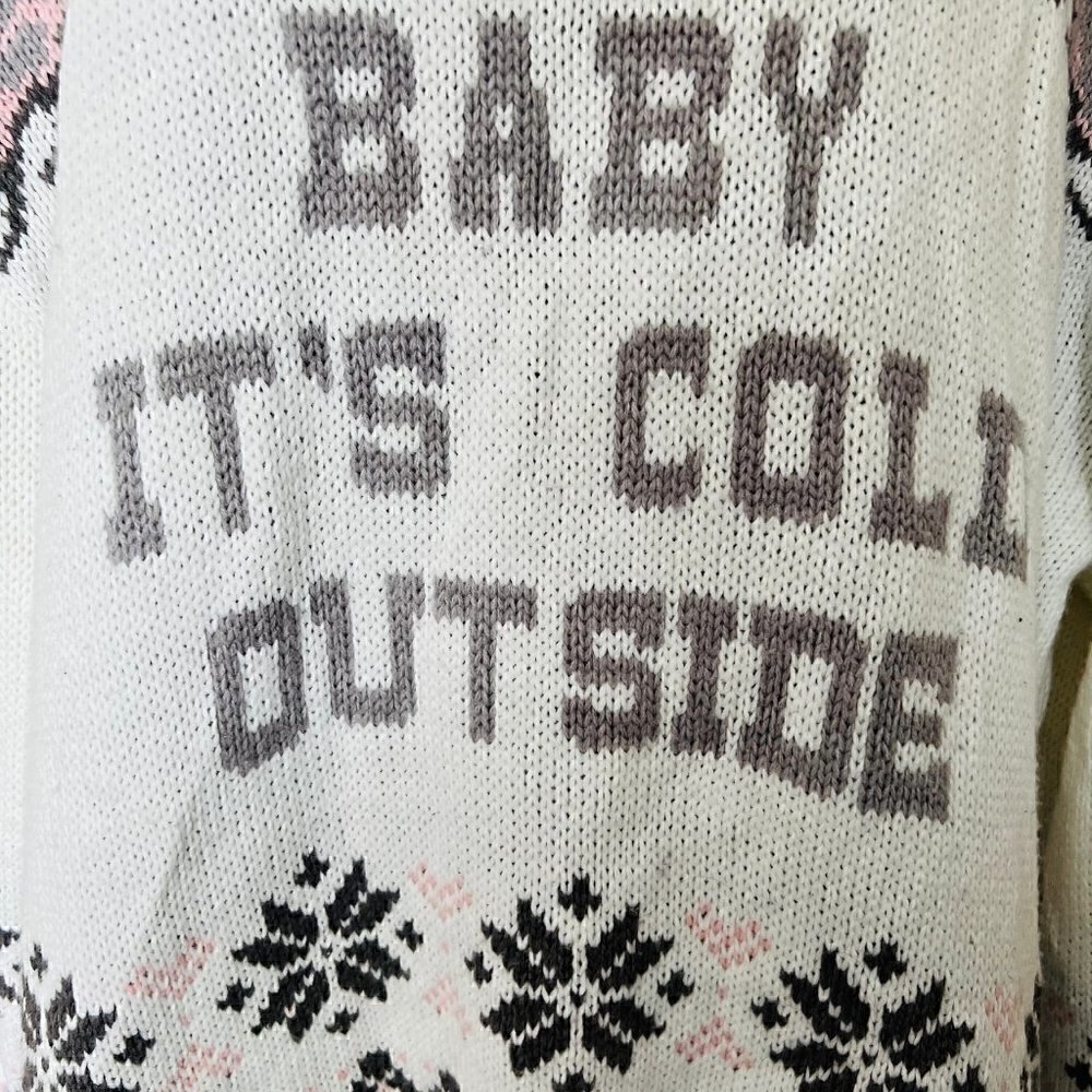 NORDIC Oversized Hand-Knit Slouchy Fairisle Fisherman Sweater-Medium - Picture 5 of 6